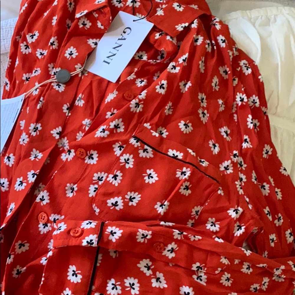 NWT Ganni ❤️ floral print crepe shirt NWT $145 - Picture 5 of 5